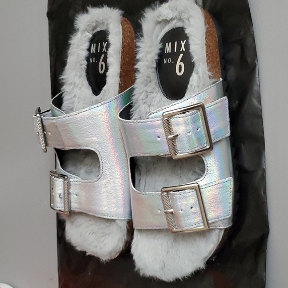 Mix No.6 faux fur slide sandals size 6M - Picture 3 of 6